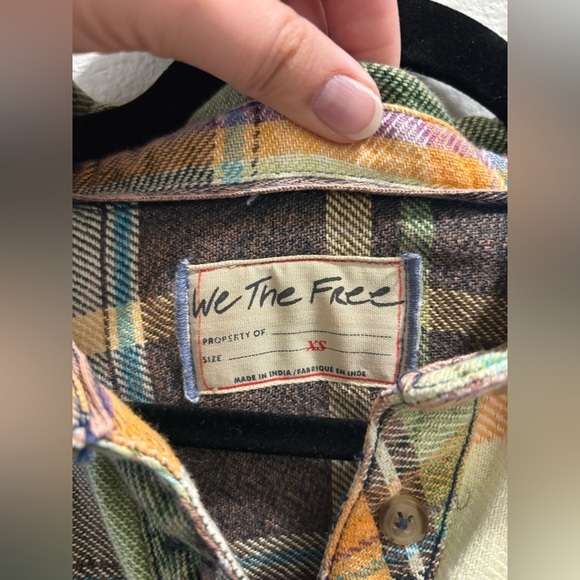 NWT Free People We the Free Vintage Crush Plaid Shirt in Brown Combo | Size XS - Picture 5 of 8